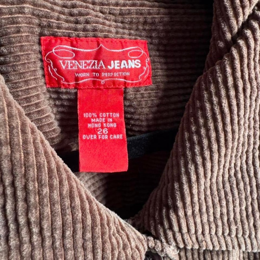 Vintage 90s Corduroy Vest Women's Plus Size 26 Brown Venezia Jeans Retro Grunge - Picture 3 of 8